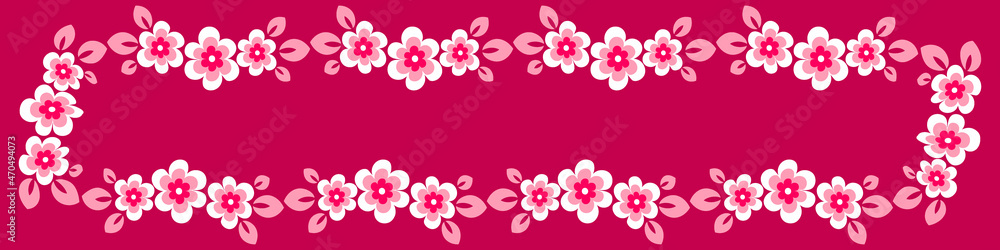 Illustration on a sheet of 4x1 format - stylized flowers with leaves - graphics. Banner for text, gift Illustration on a sheet of 4x1 format - stylized flowers with leaves - graphics. Banner for text, gift