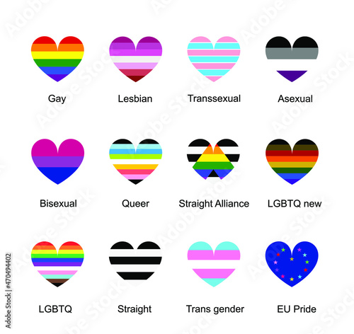 Heart badge flag gay vector illustration. LGBT pride symbol, lesbian sign, trans sexual culture, homosexual, asexual, bisexual, queer, straight, trans gender. Human rights and freedom. LGBTQ culture.