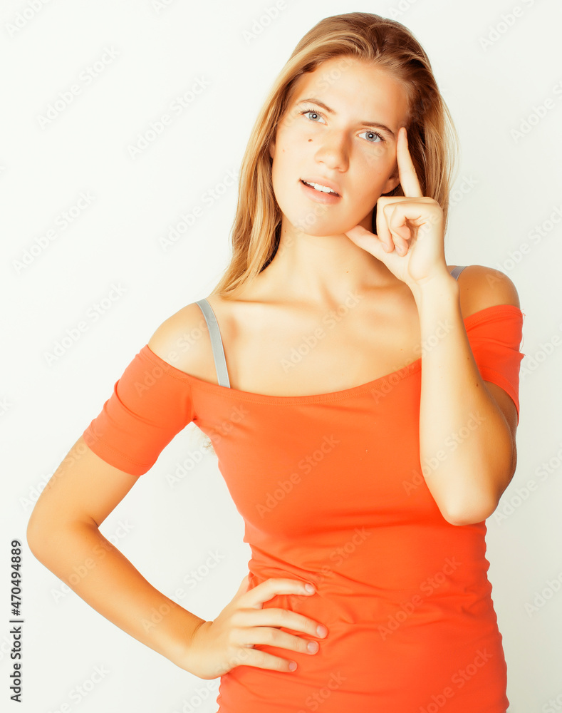 young pretty stylish hipster girl posing emotional isolated on white background happy smiling cool smile, lifestyle people concept close up young pretty stylish hipster girl posing emotional isolated on white background happy smiling cool smile, lifestyle people concept close up