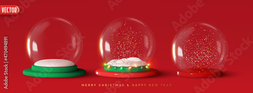Fotografia Set of Glass snow globe Christmas decorative design
