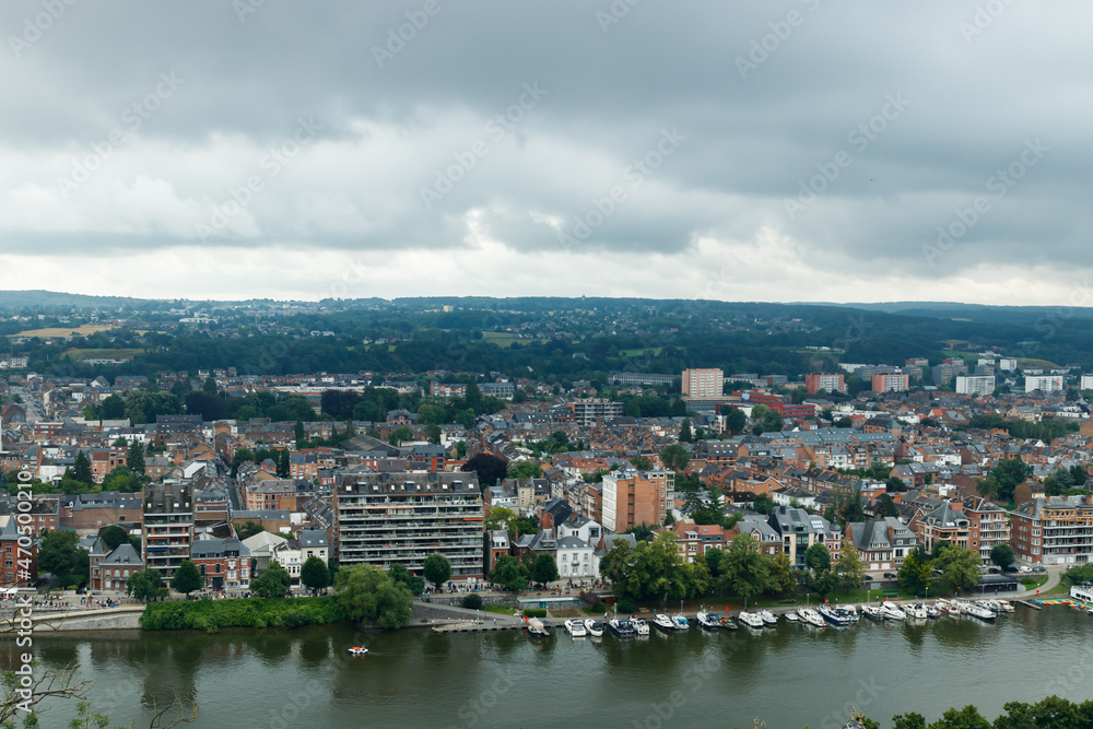 Panoramic view of city Namur, Wallonia, Belgium in summer