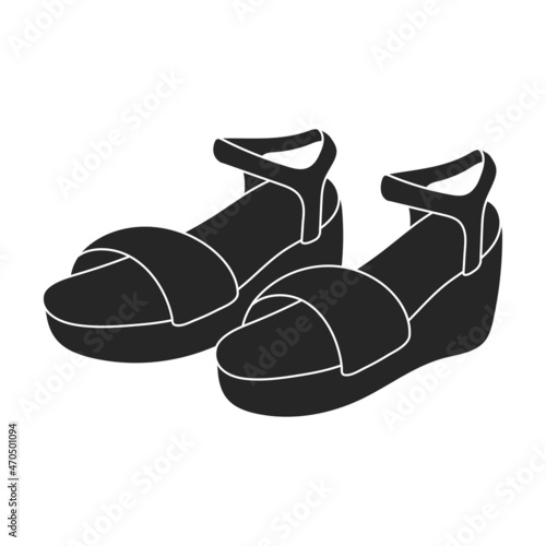 Sandal vector black icon. Vector illustration flipflop on white background. Isolated black illustration icon of sandal.