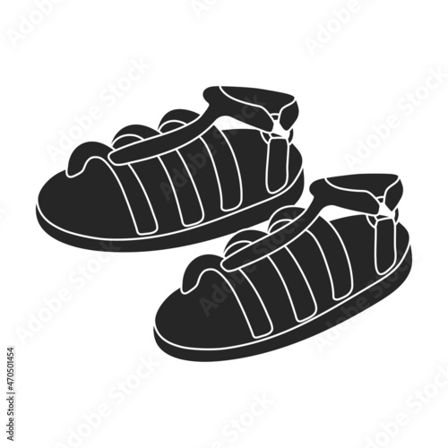 Sandal vector black icon. Vector illustration flipflop on white background. Isolated black illustration icon of sandal.