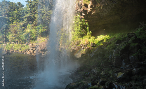 Beautiful Rainbow Falls with cave  Kerikeri area  Northland  New Zealand