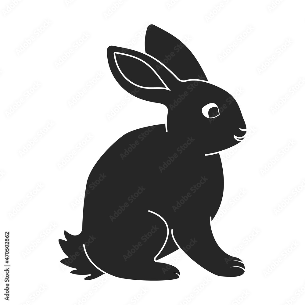 Obraz premium Rabbit vector icon.Black vector icon isolated on white background rabbit.
