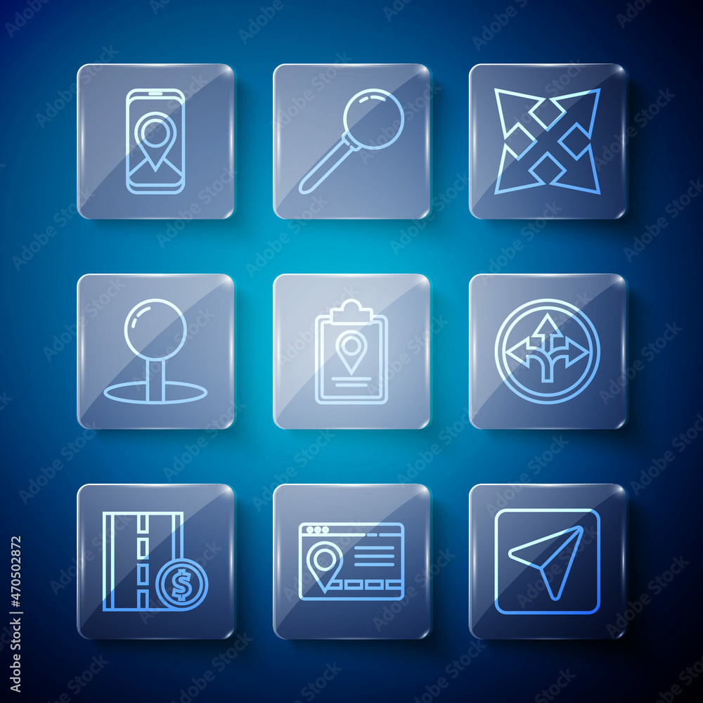 Set line Toll road traffic sign, Infographic of city map navigation, Road, Folded with location marker, Push pin, City and icon. Vector Set line Toll road traffic sign, Infographic of city map navigation, Road, Folded with location marker, Push pin, City and icon. Vector