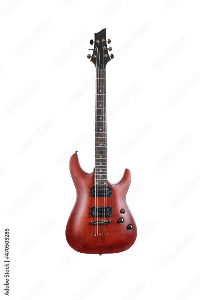 red Electric guitar isolated over white background