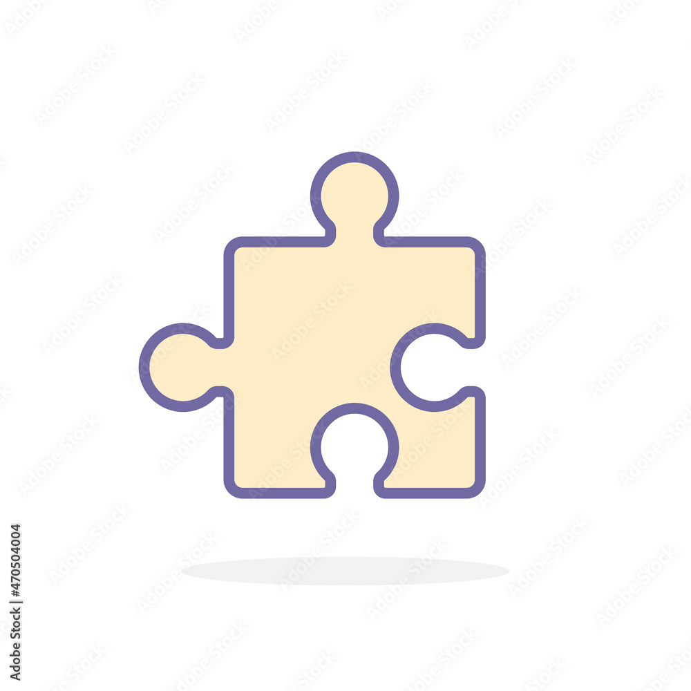 Puzzle icon in filled outline style. Puzzle icon in filled outline style.