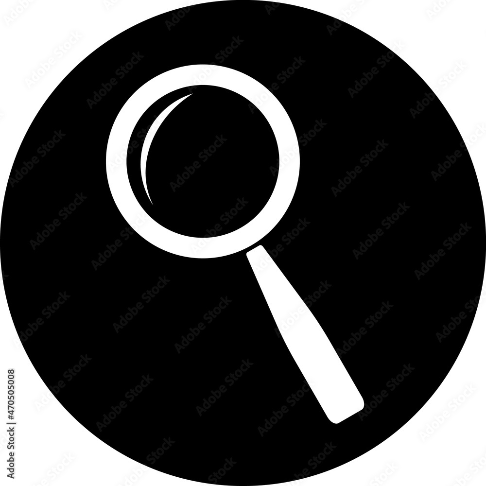 Magnifying glass graphic icon on Black background Magnifying glass graphic icon on Black background