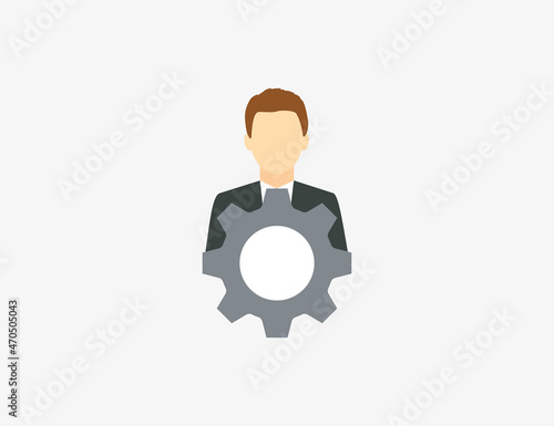 Human resources, manager icon. Vector illustration. Flat design.