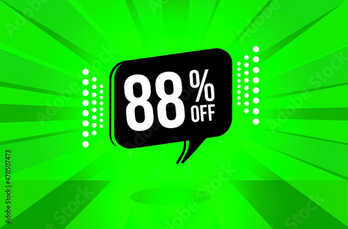 88 percent discount. Green banner with floating balloon for promotions and offers. Vector Illustration. photo