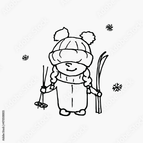 Wallpaper Mural Children dressed in hats, gloves, winter jackets. Children in winter. Vector illustration Torontodigital.ca