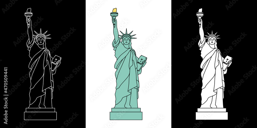 Contour De Dessin De La Statue De La Liberté