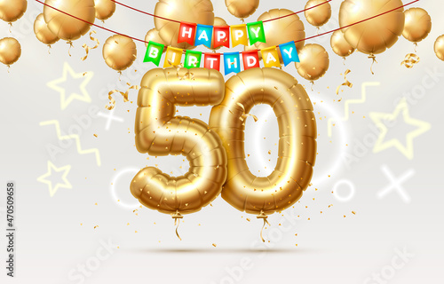 Happy Birthday 50 years anniversary of the person birthday, balloons in the form of numbers of the year. Vector