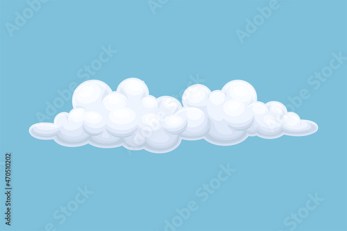 White fluffy cumulus cloud. Database, networking, meteorology element cartoon vector illustration