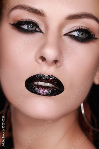 woman beauty portrait black lips