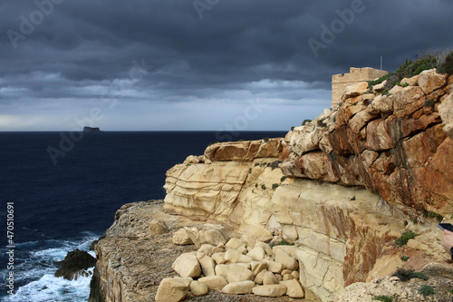 Storm coming in Malta island, close to Sciuta Tower or Wied iż-Żurrieq Tower