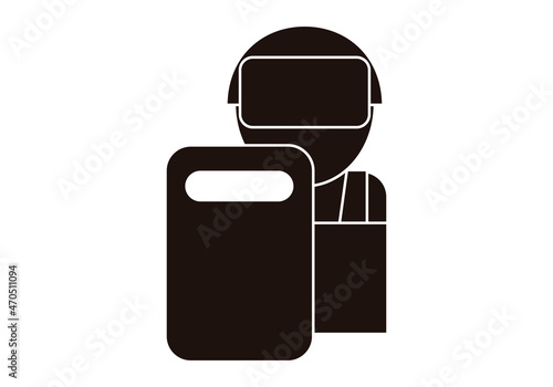 Icono negro de antidisturbio en fondo blanco.