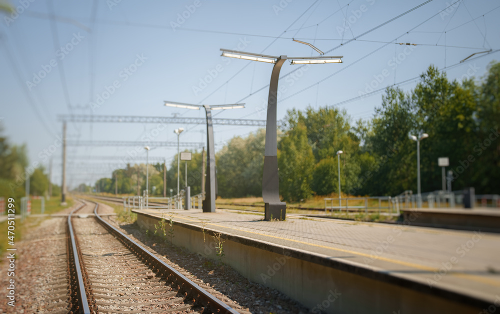 Empty european platform at the rail station.