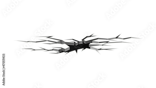 Cracked wall or ground destruction effect with hole vector illustration