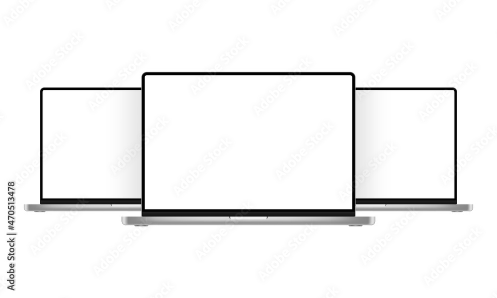 Modern Silver Laptops Mockups, Isolated on White Background. Vector Illustration Modern Silver Laptops Mockups, Isolated on White Background. Vector Illustration