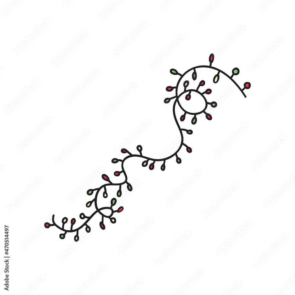 Light bulb garland cute vector doodle illustration Light bulb garland cute vector doodle illustration