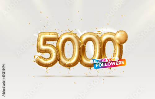 Thank you followers peoples, 5k online social group, happy banner celebrate, Vector