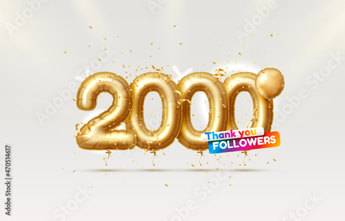Thank you followers peoples, 2k online social group, happy banner celebrate, Vector