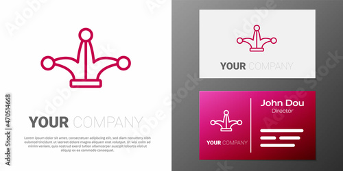 Logotype line Joker playing card icon isolated on white background. Jester hat with bells. Casino gambling. Logo design template element. Vector