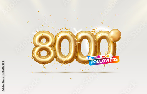 Thank you followers peoples, 8k online social group, happy banner celebrate, Vector