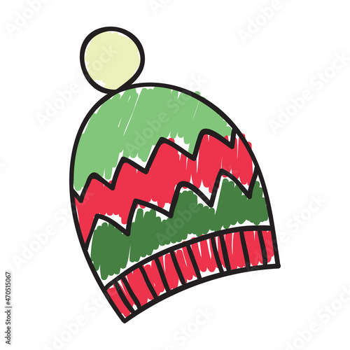 Warm wintery knitted hat with pompon