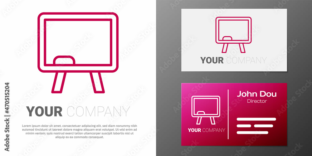 Fototapeta premium Logotype line Chalkboard icon isolated on white background. School Blackboard sign. Logo design template element. Vector