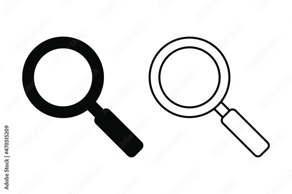 Search icon. Magnifying glass icon, vector magnifier or loupe sign, line and solid icons. Search icon. Magnifying glass icon, vector magnifier or loupe sign, line and solid icons.