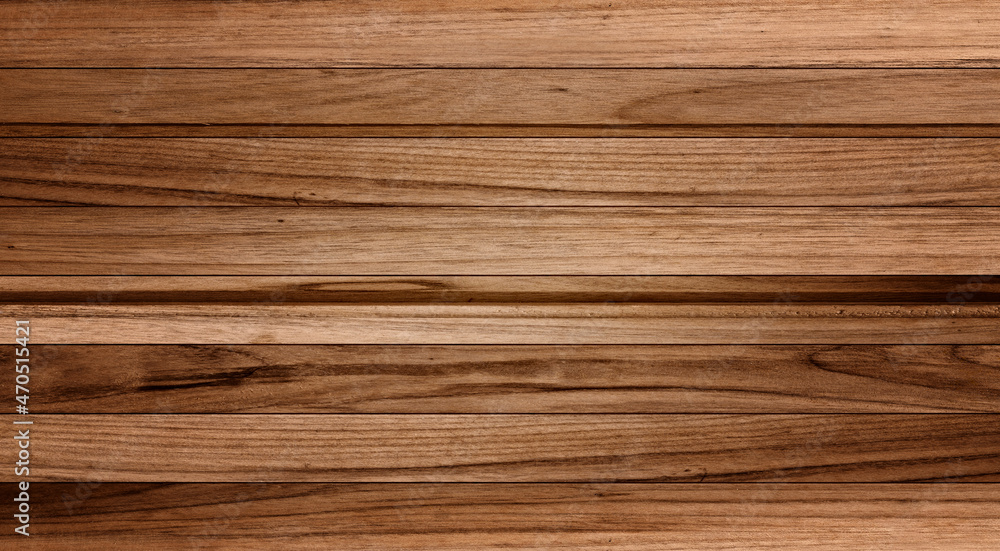Fototapeta premium Walnut wood texture. Long walnut planks texture background. Dark wood texture background surface with old natural pattern