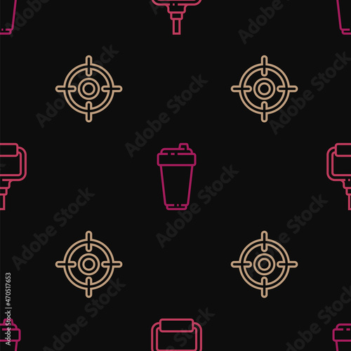 Set line TPX loop training equipment, Target sport and Fitness shaker on seamless pattern. Vector