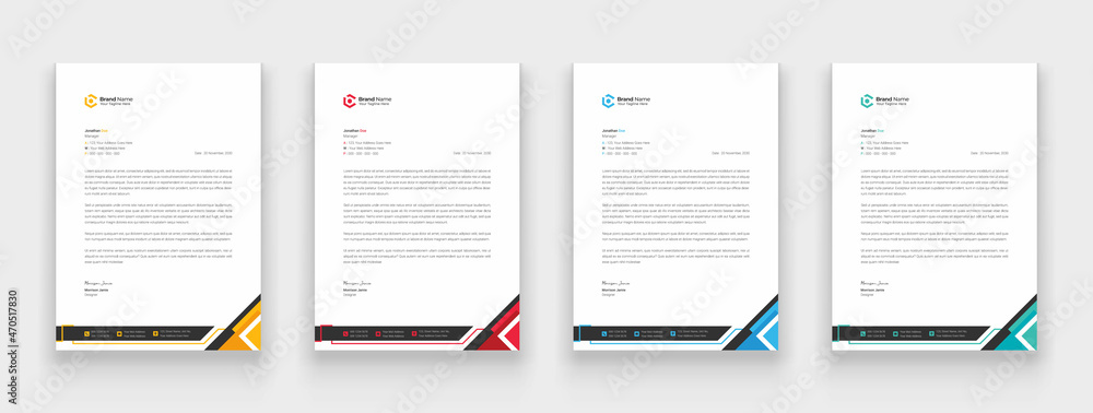 Modern and abstract corporate company business letterhead template