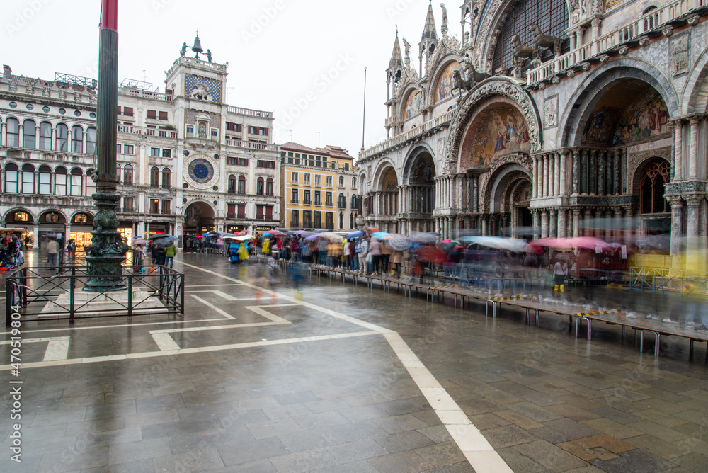 The St. Mark's Square in Venice during Bad Weather and High Tide