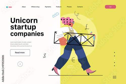 Startup illustration, website landing template. Concept of building new business