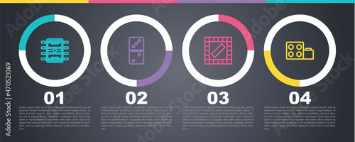 Set line Hockey table, Domino, Board game and Toy building block bricks. Business infographic template. Vector