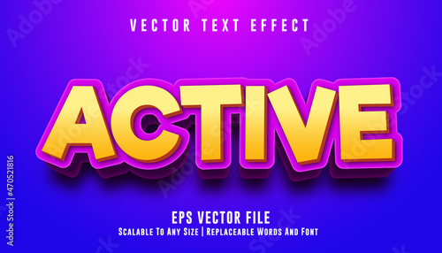 Editable text effect active cartoon style
