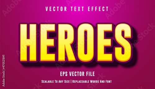 Editable text effect heroes game style photo
