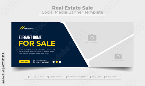 Home sale facebook cover photo and web banner for real estate sale business template