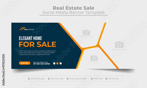 Real estate company facebook cover photo and web banner for real estate sale business template