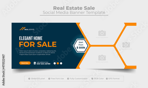 Real estate company facebook cover photo and web banner for real estate business template