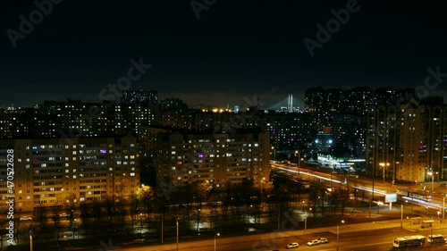 Wallpaper Mural   St. Petersburg at night from a bird's eye view, city lights, night traffic, lights in the windows of buildings, time lapse Torontodigital.ca