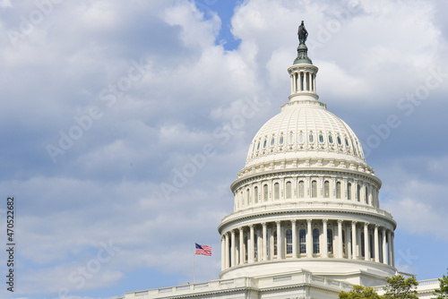 US Capitol Building in clouds - Washington DC United States