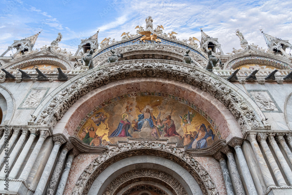 Facade of the Main Gate of the St Mark's Basilica in Venice