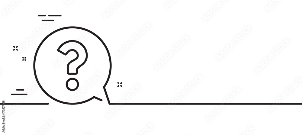 Question mark line icon. Help speech bubble sign. FAQ symbol. Minimal line illustration background. Question mark line icon pattern banner. White web template concept. Vector Question mark line icon. Help speech bubble sign. FAQ symbol. Minimal line illustration background. Question mark line icon pattern banner. White web template concept. Vector