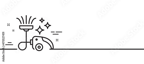 Vacuum cleaner line icon. Cleaning service symbol. Hoover sign. Minimal line illustration background. Vacuum cleaner line icon pattern banner. White web template concept. Vector
