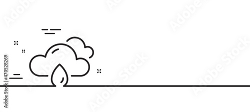 Rainy weather forecast line icon. Clouds with rain sign. Cloudy sky symbol. Minimal line illustration background. Rainy weather line icon pattern banner. White web template concept. Vector